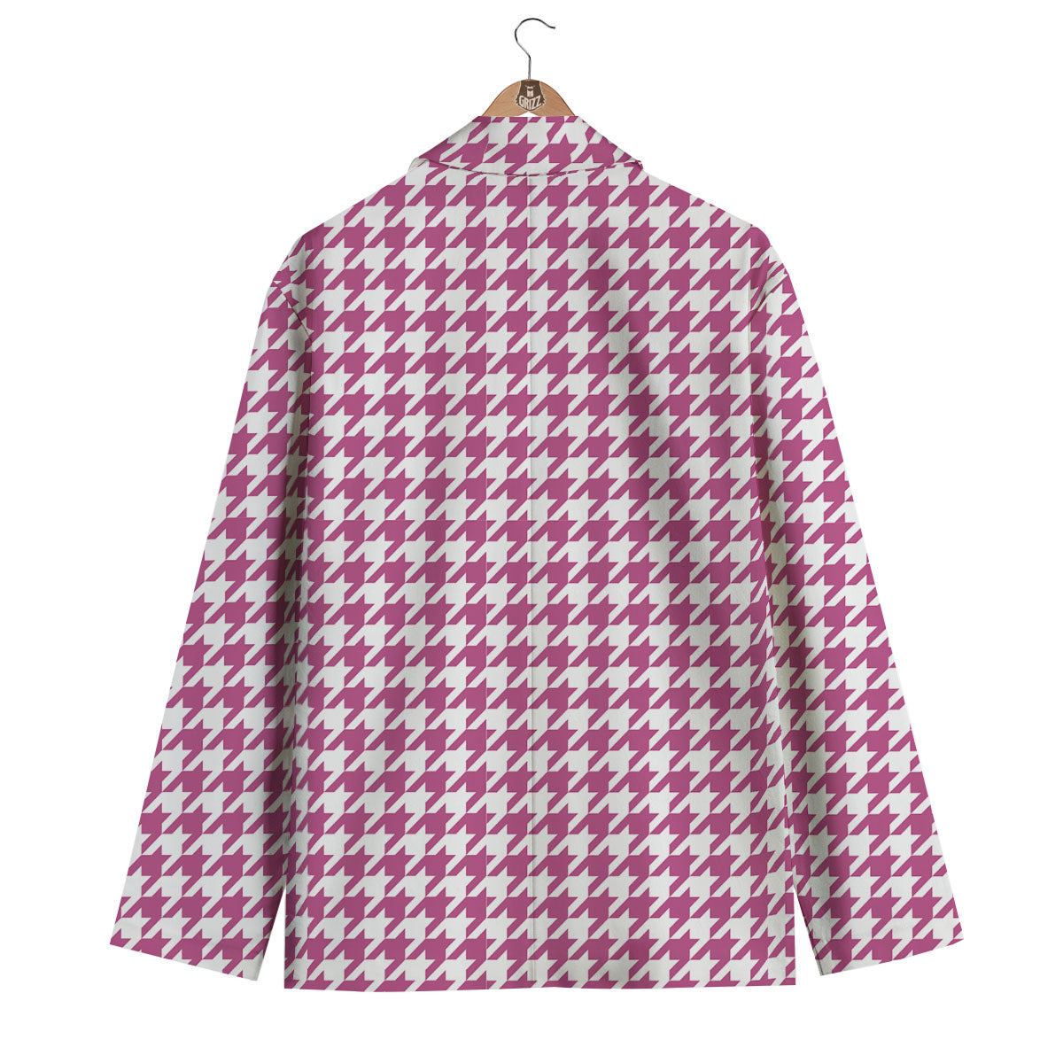 Houndstooth Pink Print Pattern Men's Blazer-grizzshop
