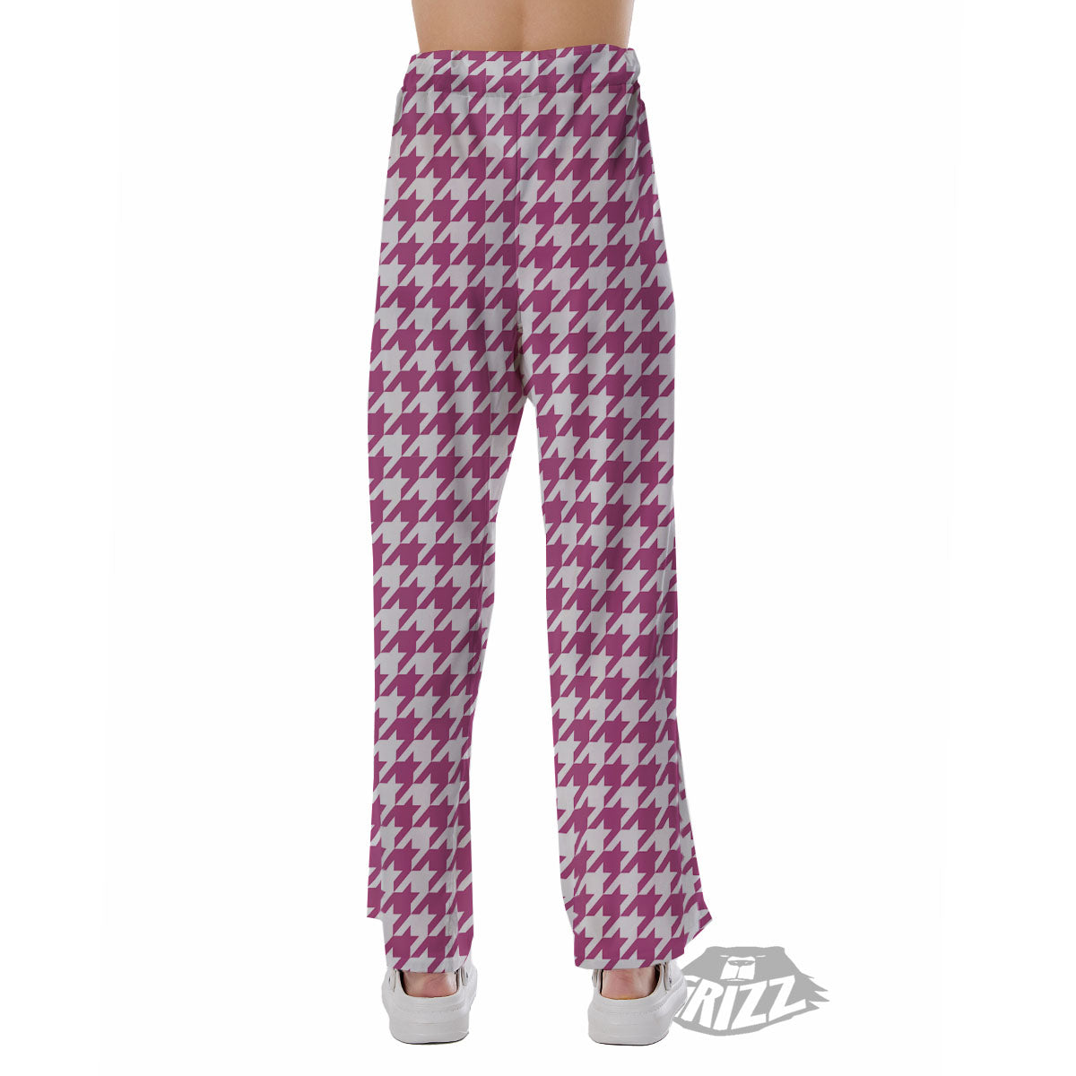Houndstooth Pink Print Pattern Pajama Pants-grizzshop