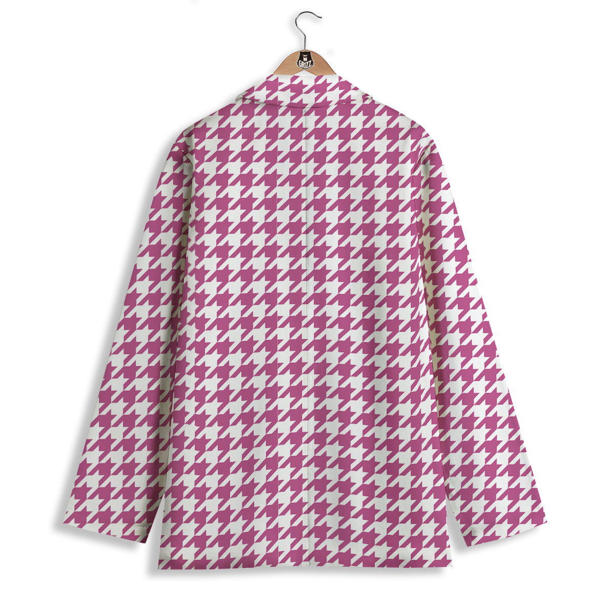 Houndstooth Pink Print Pattern Women's Blazer-grizzshop