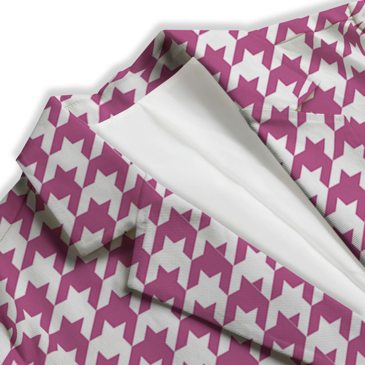 Houndstooth Pink Print Pattern Women's Blazer-grizzshop