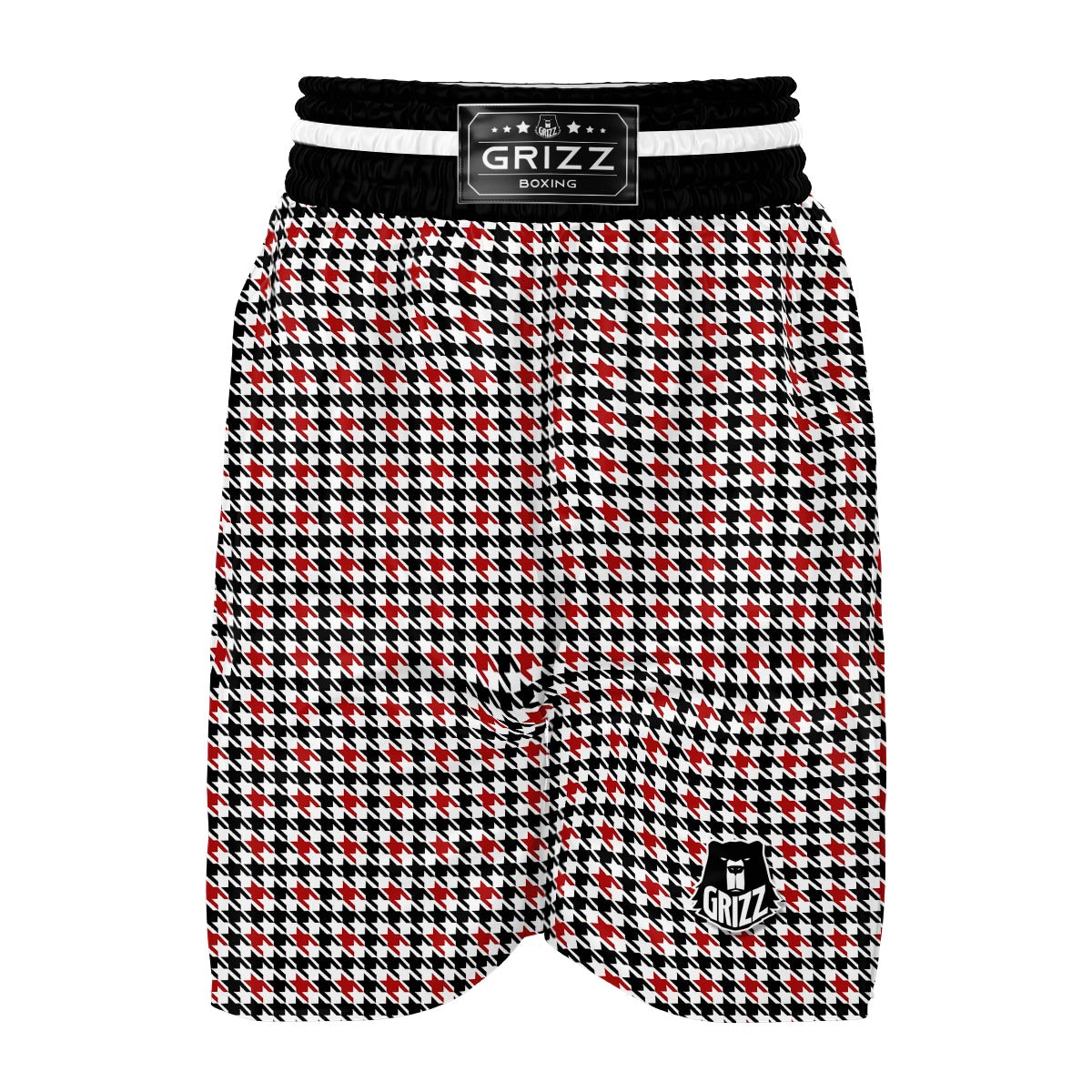 Houndstooth Print Pattern Boxing Shorts-grizzshop