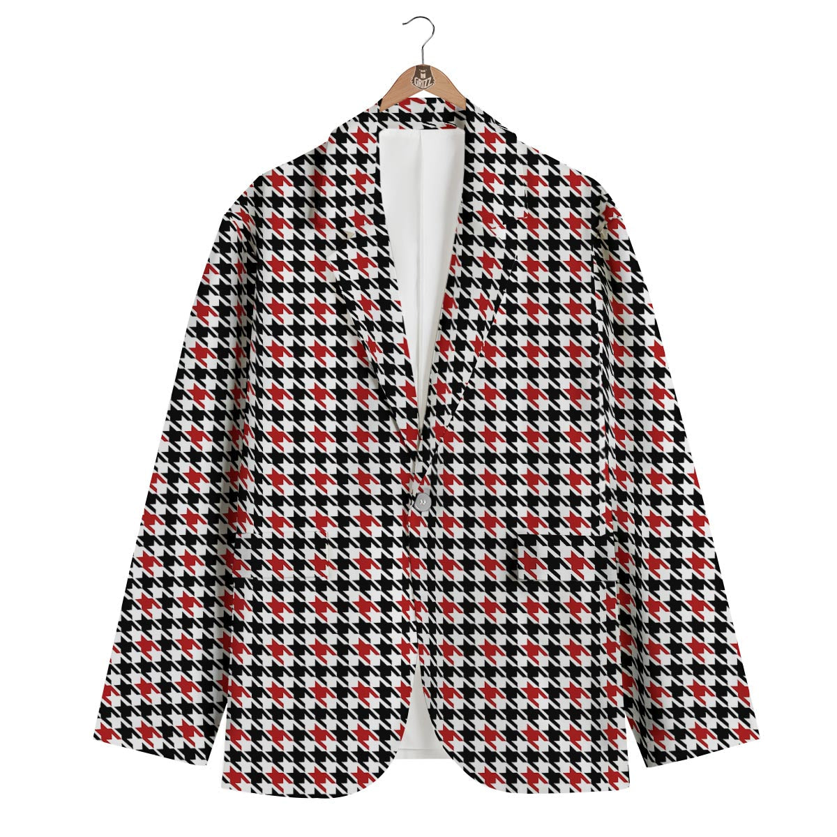 Houndstooth Print Pattern Men's Blazer-grizzshop