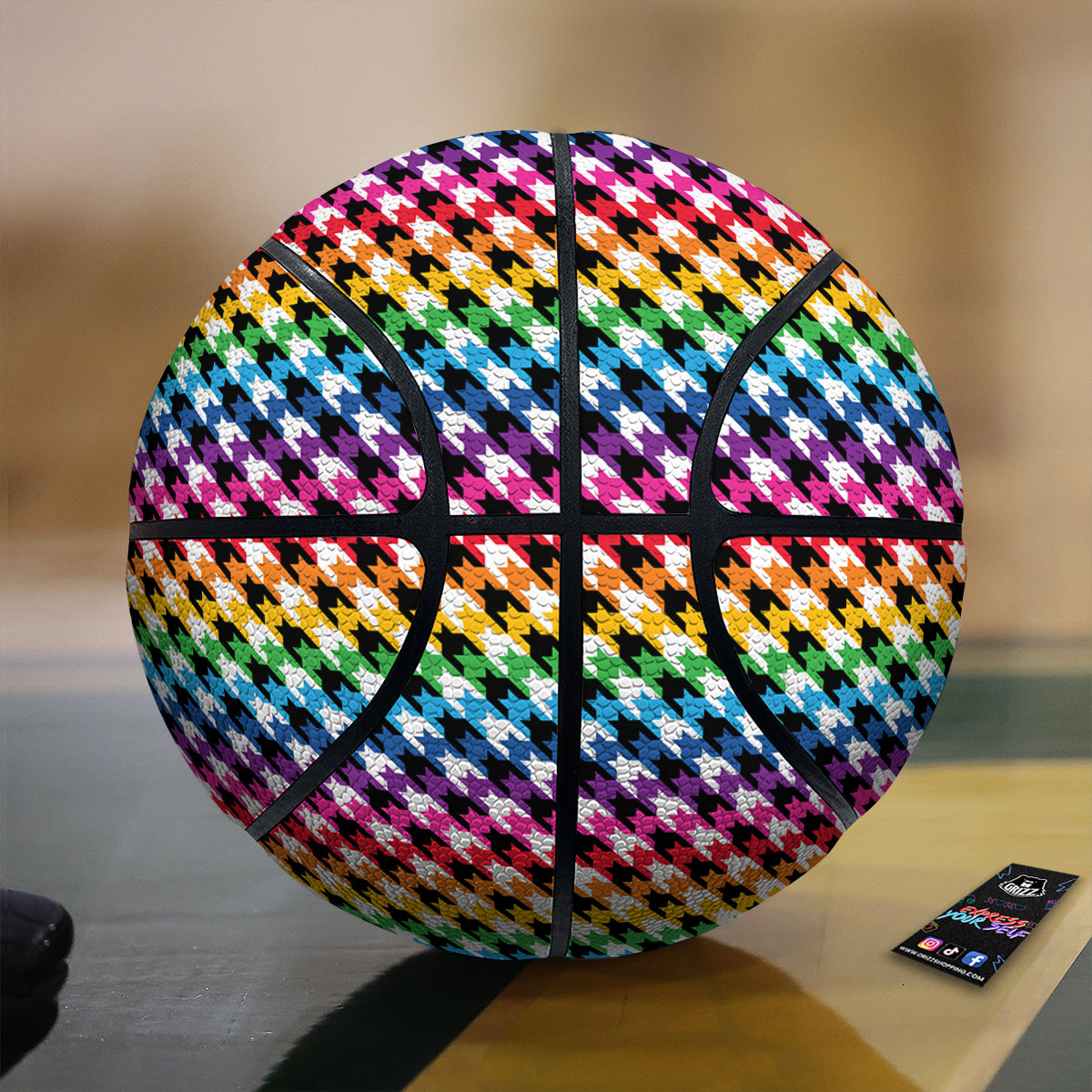 Houndstooth Rainbow Pride Print Pattern Basketball-grizzshop