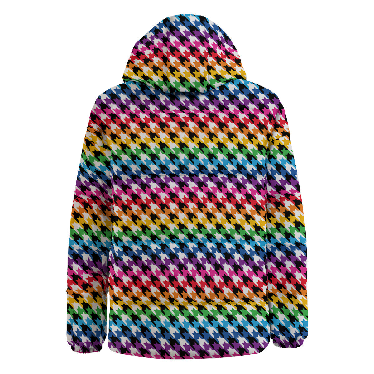 Houndstooth Rainbow Pride Print Pattern Down Jacket-grizzshop