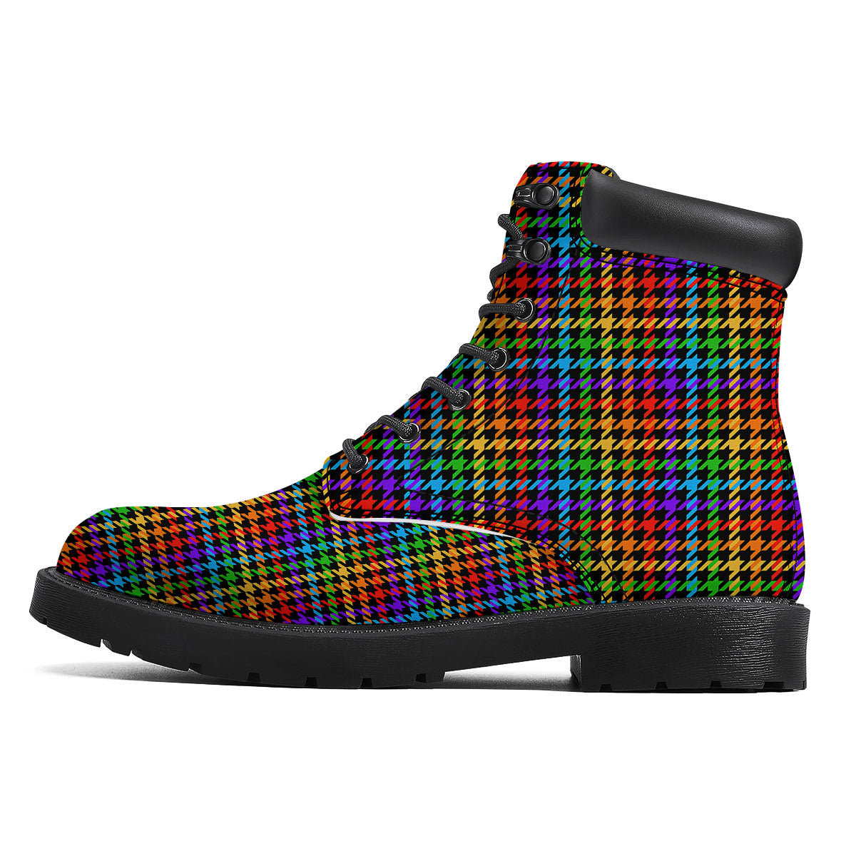 Houndstooth Rainbow Print Pattern Boots-grizzshop
