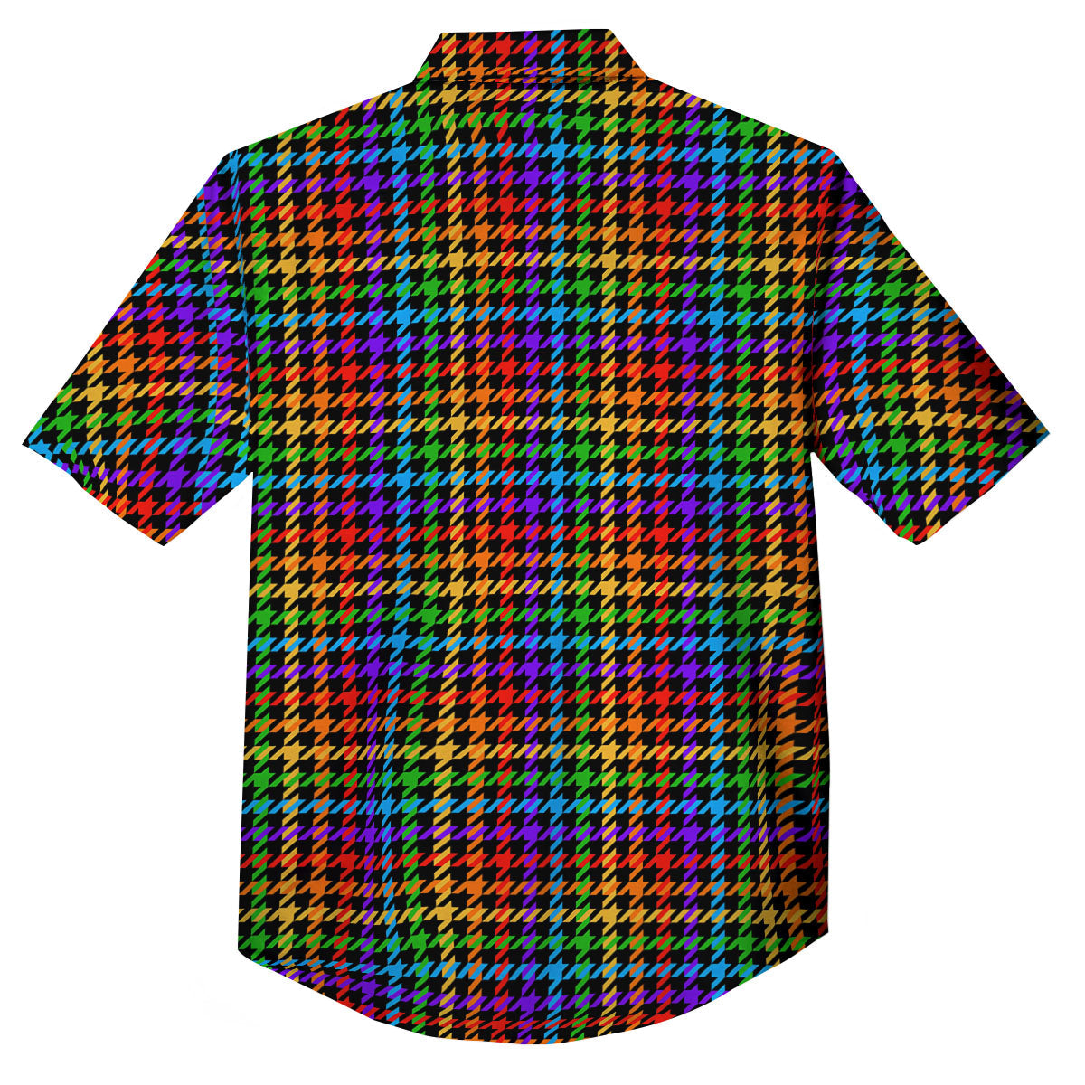 Houndstooth Rainbow Print Pattern Button Up Shirt-grizzshop