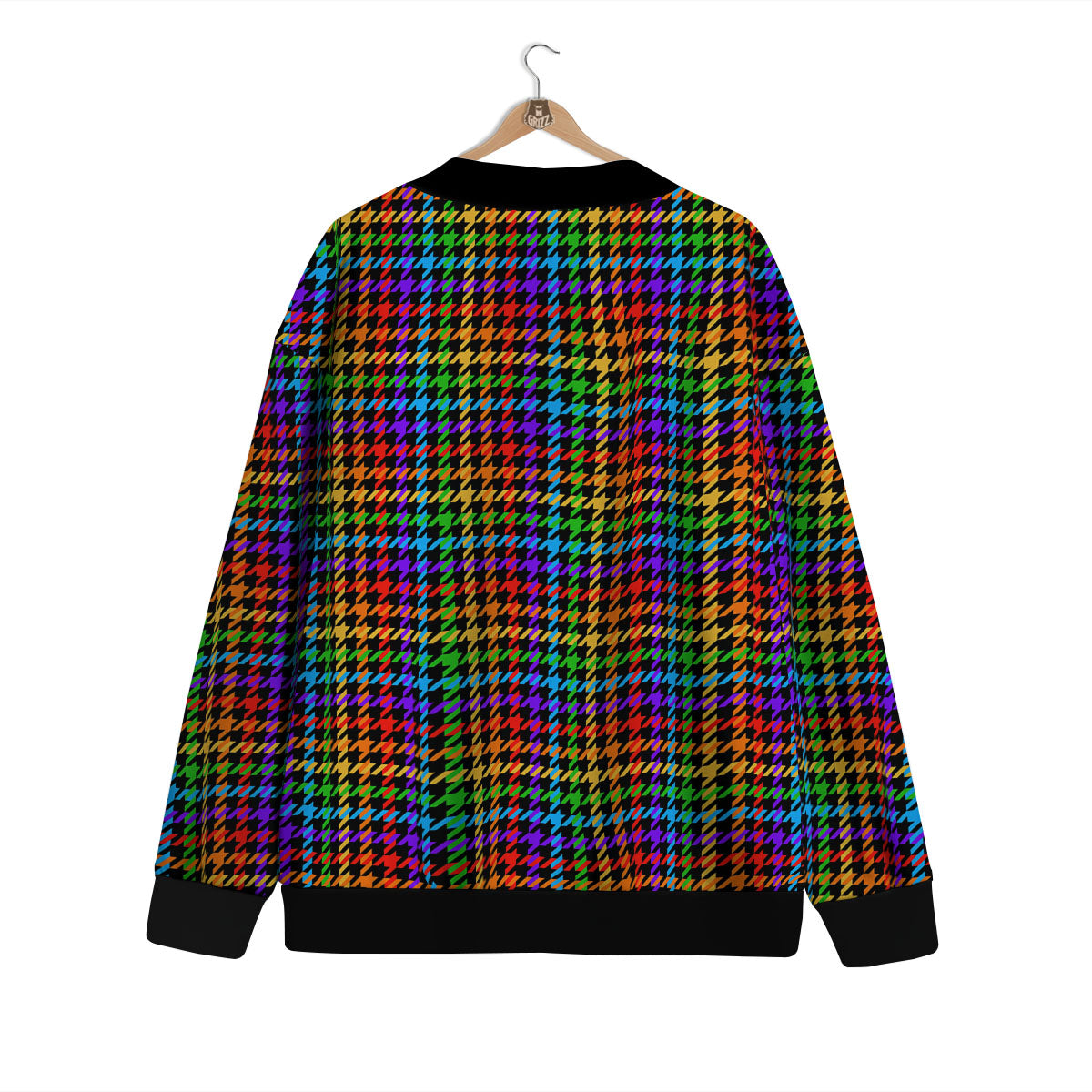 Houndstooth Rainbow Print Pattern Cardigan-grizzshop