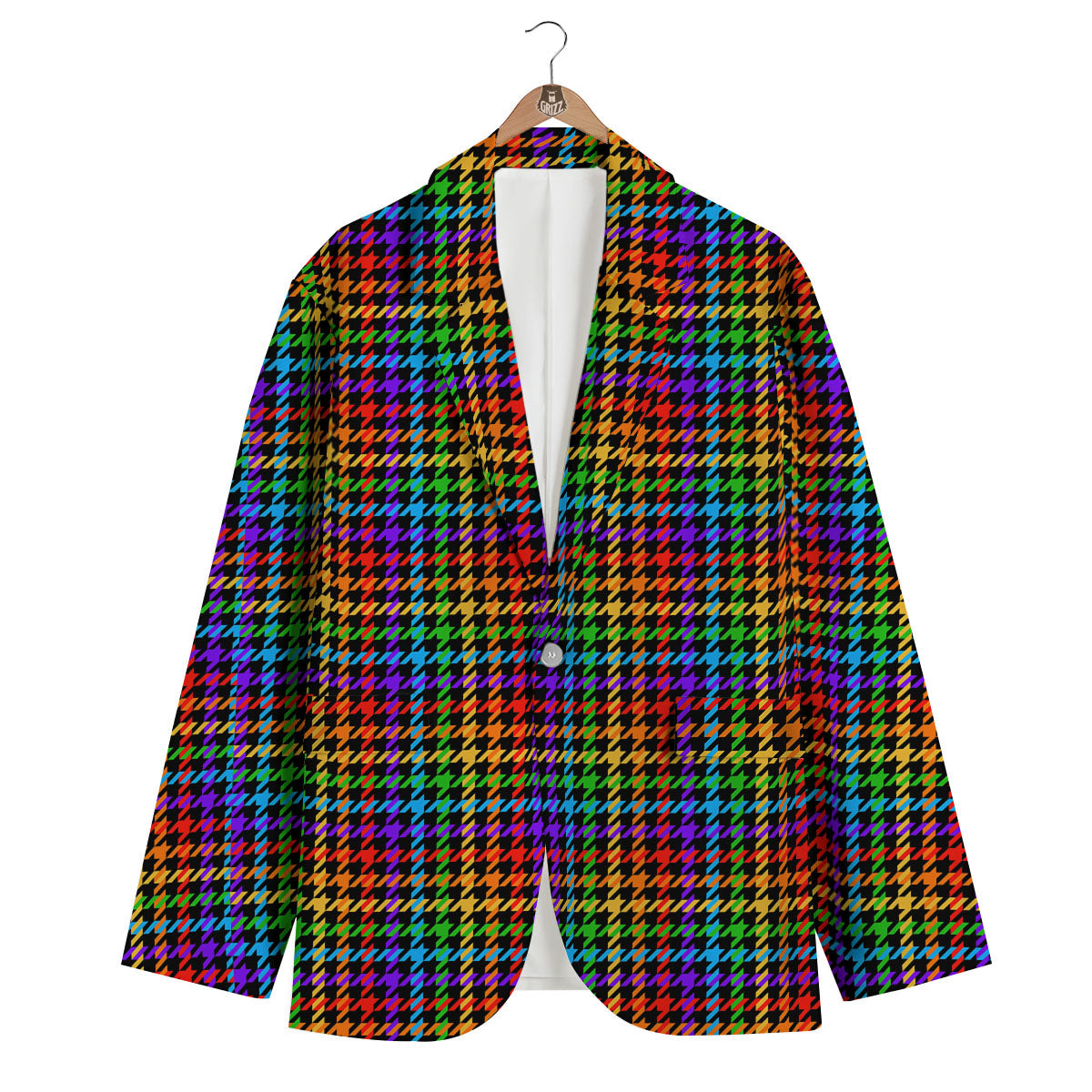 Houndstooth Rainbow Print Pattern Men's Blazer-grizzshop