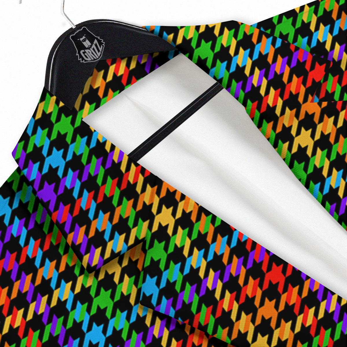Houndstooth Rainbow Print Pattern Men's Sport Coat-grizzshop