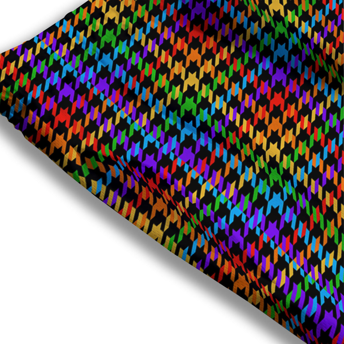 Houndstooth Rainbow Print Pattern Mesh Shorts