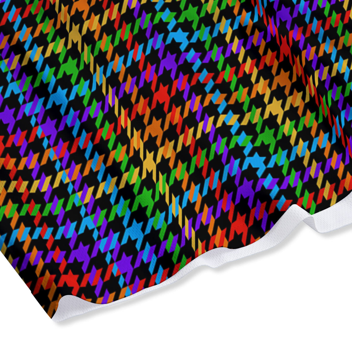 Houndstooth Rainbow Print Pattern Mesh Shorts