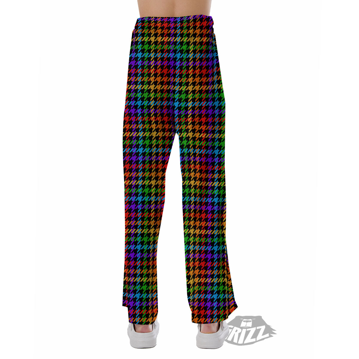 Houndstooth Rainbow Print Pattern Pajama Pants-grizzshop