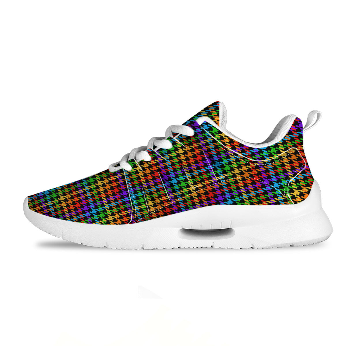 Houndstooth Rainbow Print Pattern Tennis Shoes-grizzshop