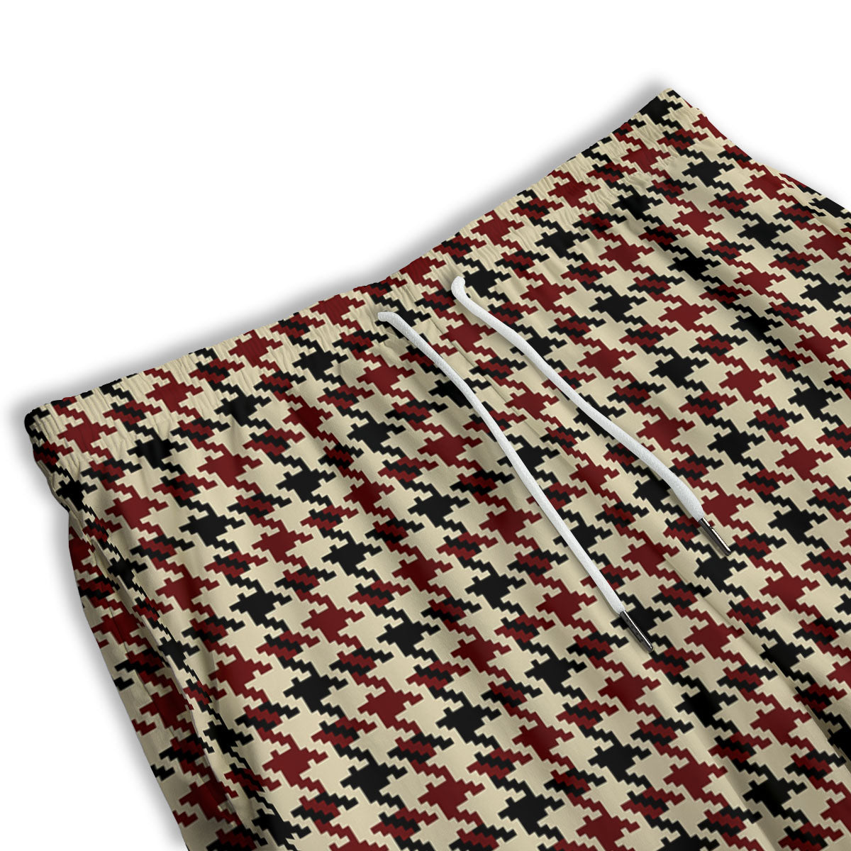 Houndstooth Red Brown Print Pattern Men's Athletic Shorts