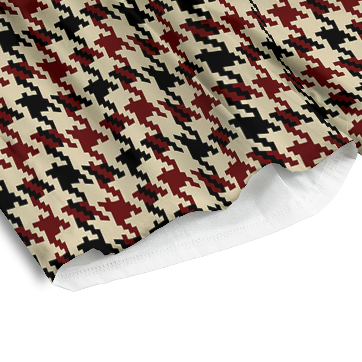 Houndstooth Red Brown Print Pattern Men's Athletic Shorts