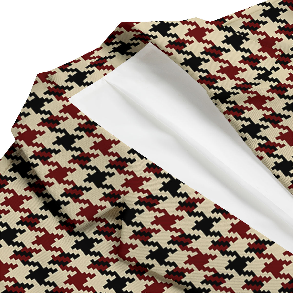 Houndstooth Red Brown Print Pattern Men's Blazer-grizzshop
