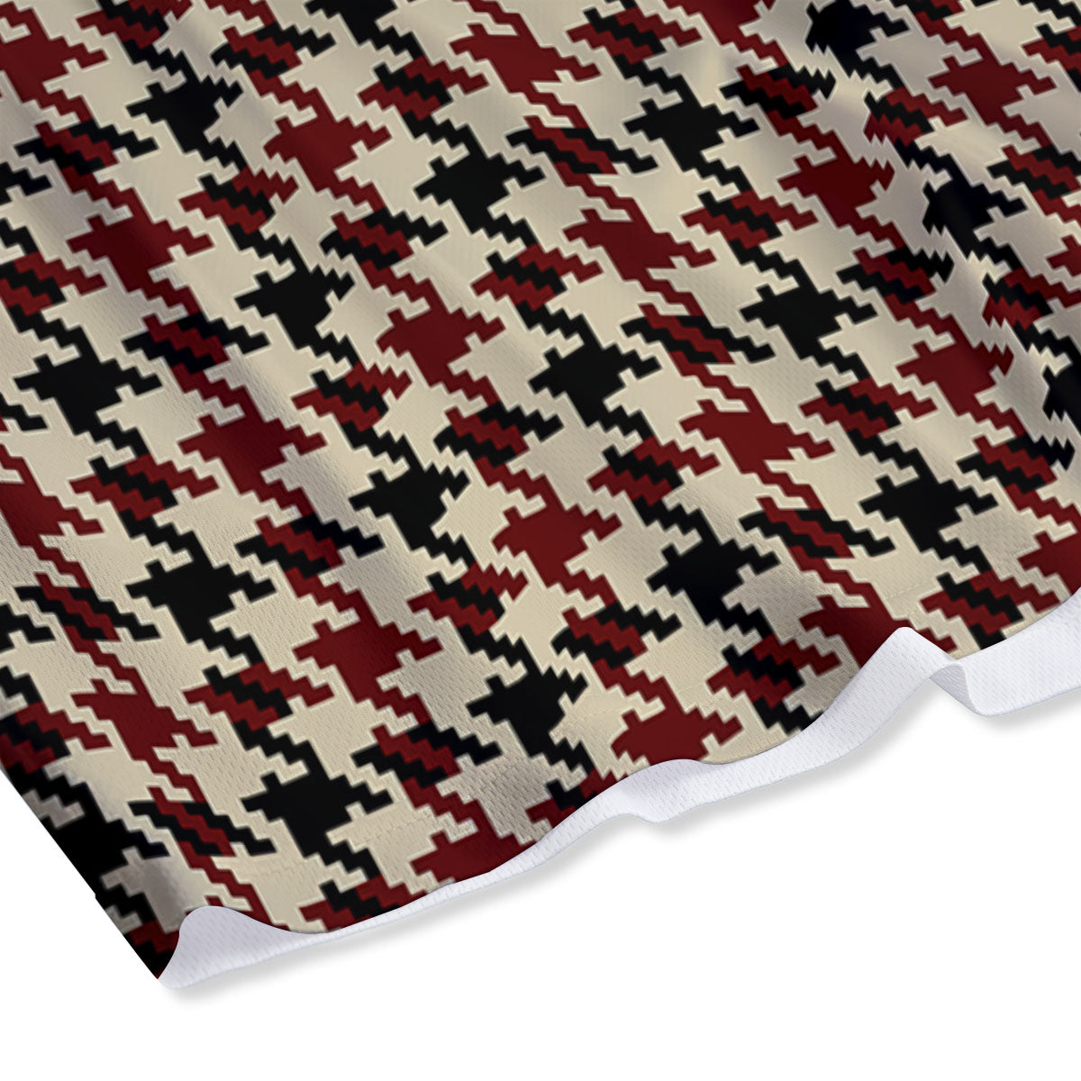 Houndstooth Red Brown Print Pattern Mesh Shorts-grizzshop