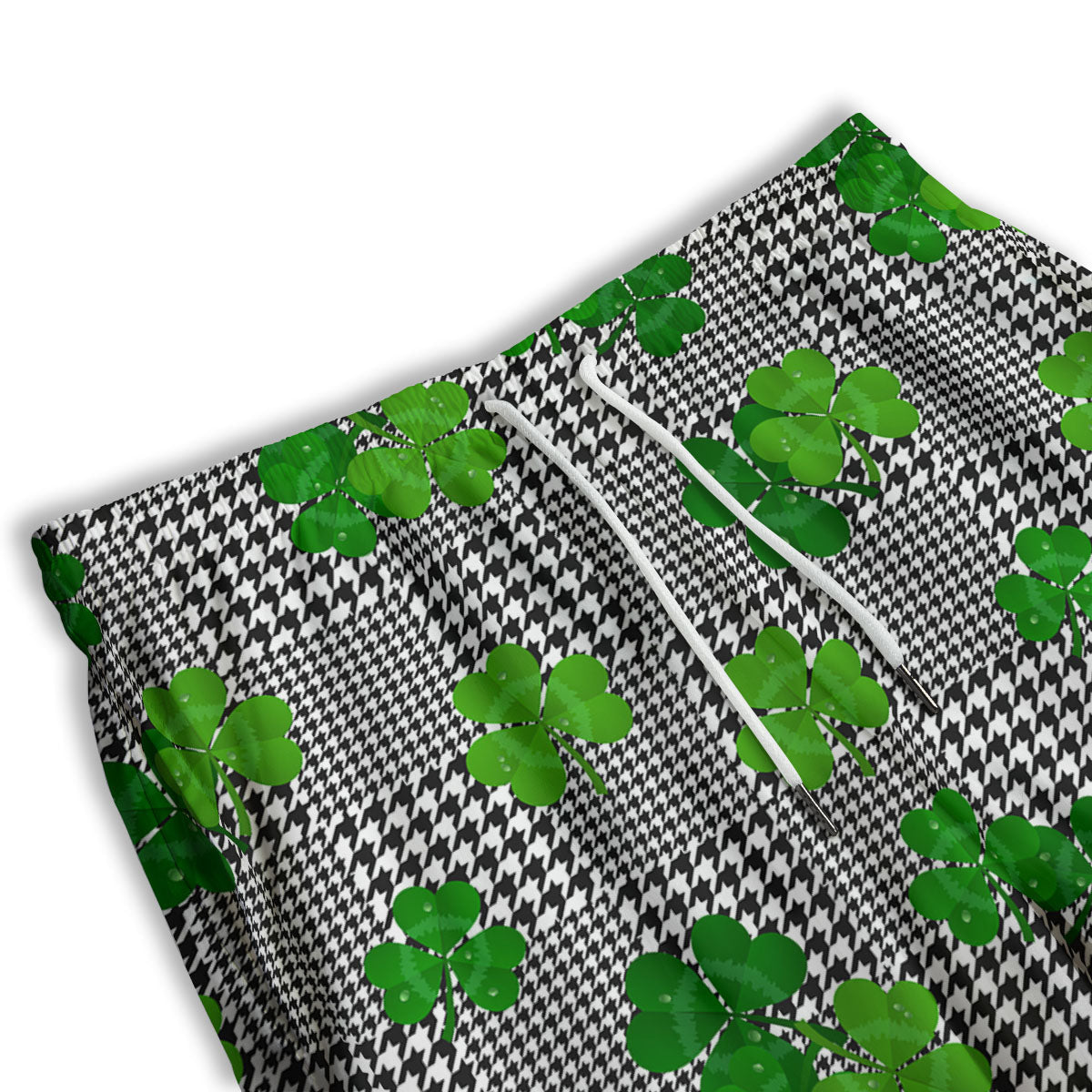Houndstooth Shamrocks Print Pattern Men's Athletic Shorts
