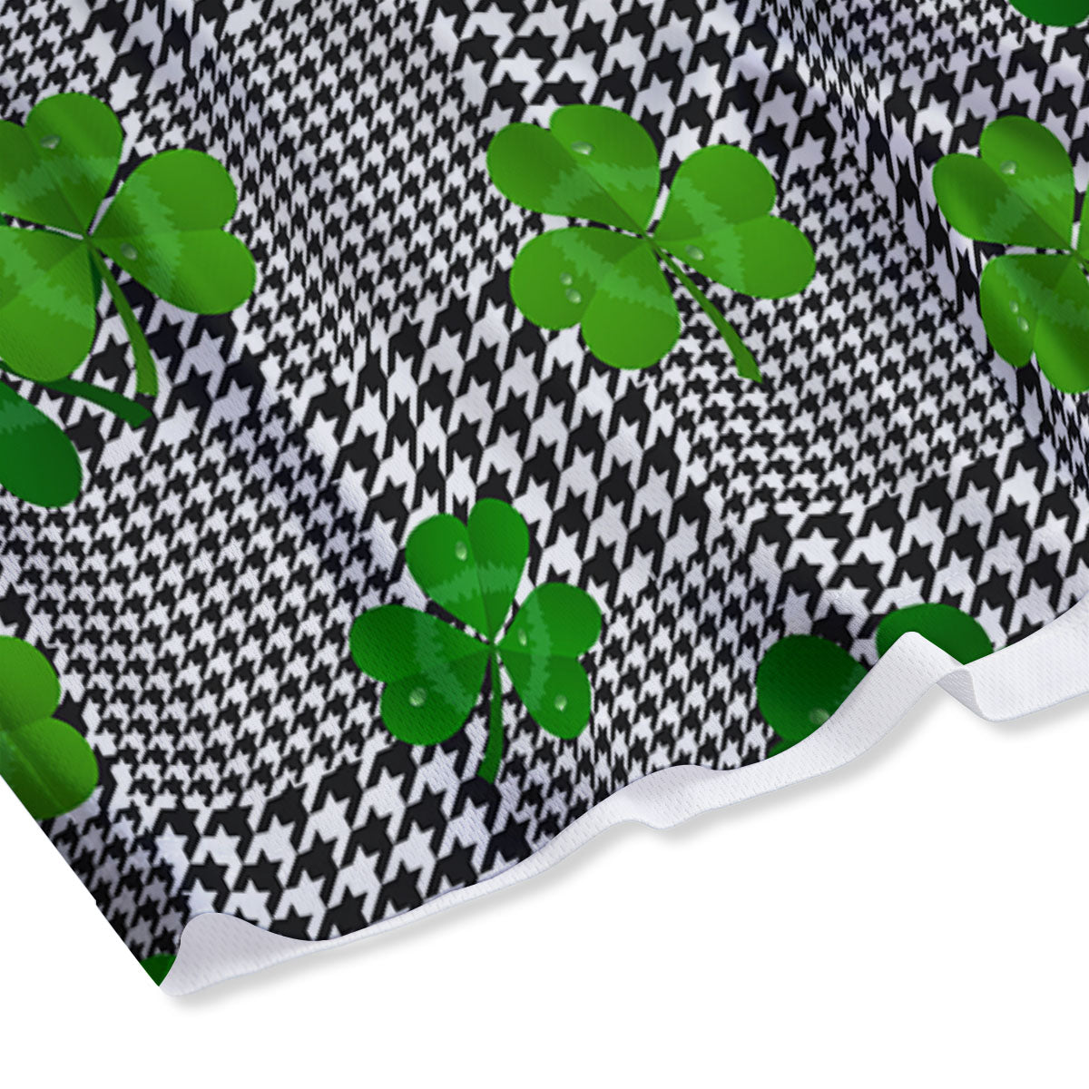 Houndstooth Shamrocks Print Pattern Mesh Shorts