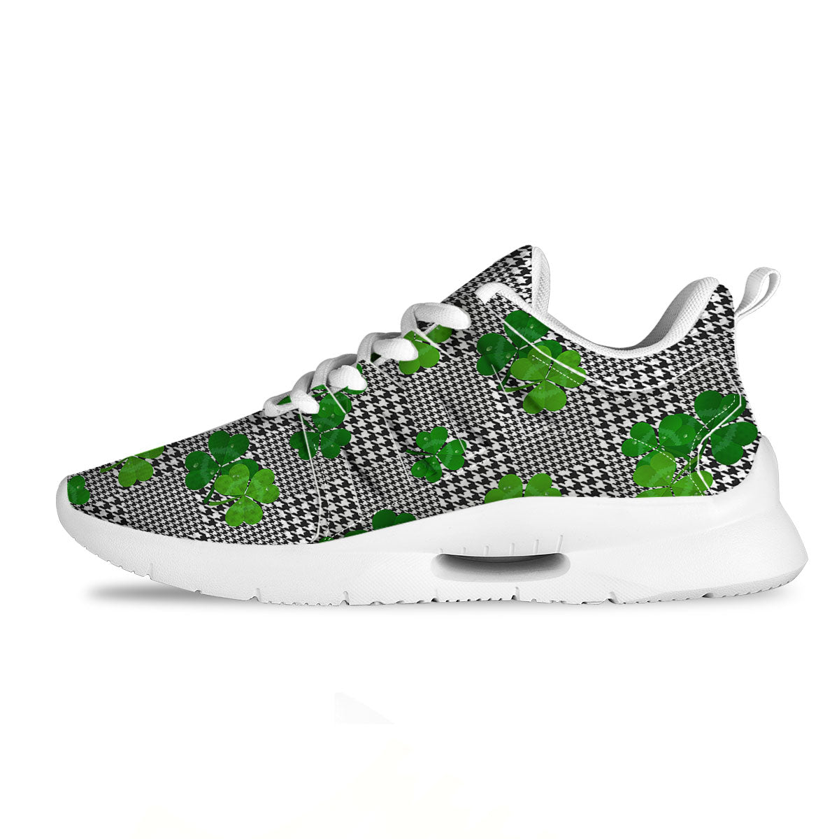 Houndstooth Shamrocks Print Pattern Tennis Shoes-grizzshop