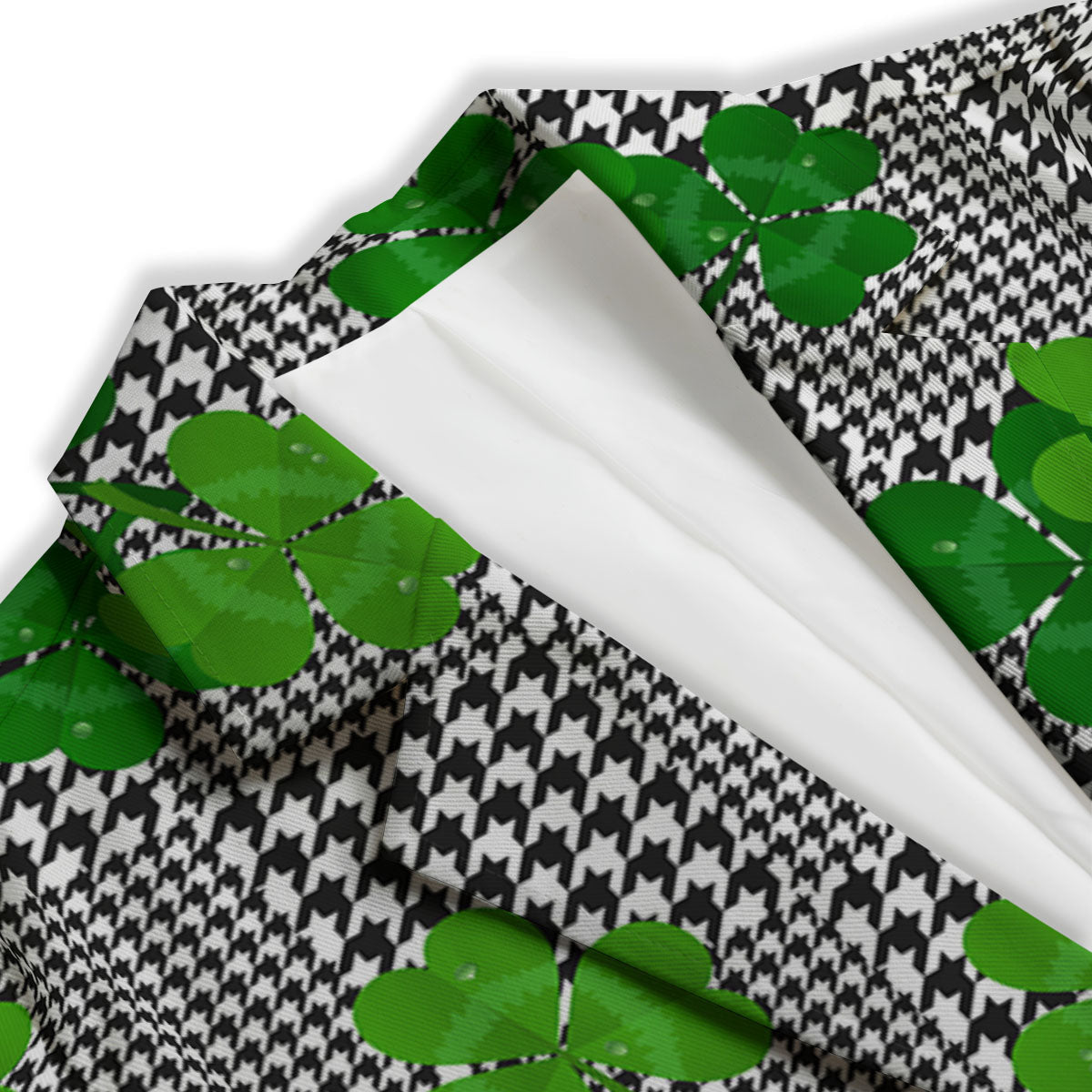 Houndstooth Shamrocks Print Pattern Women's Blazer-grizzshop