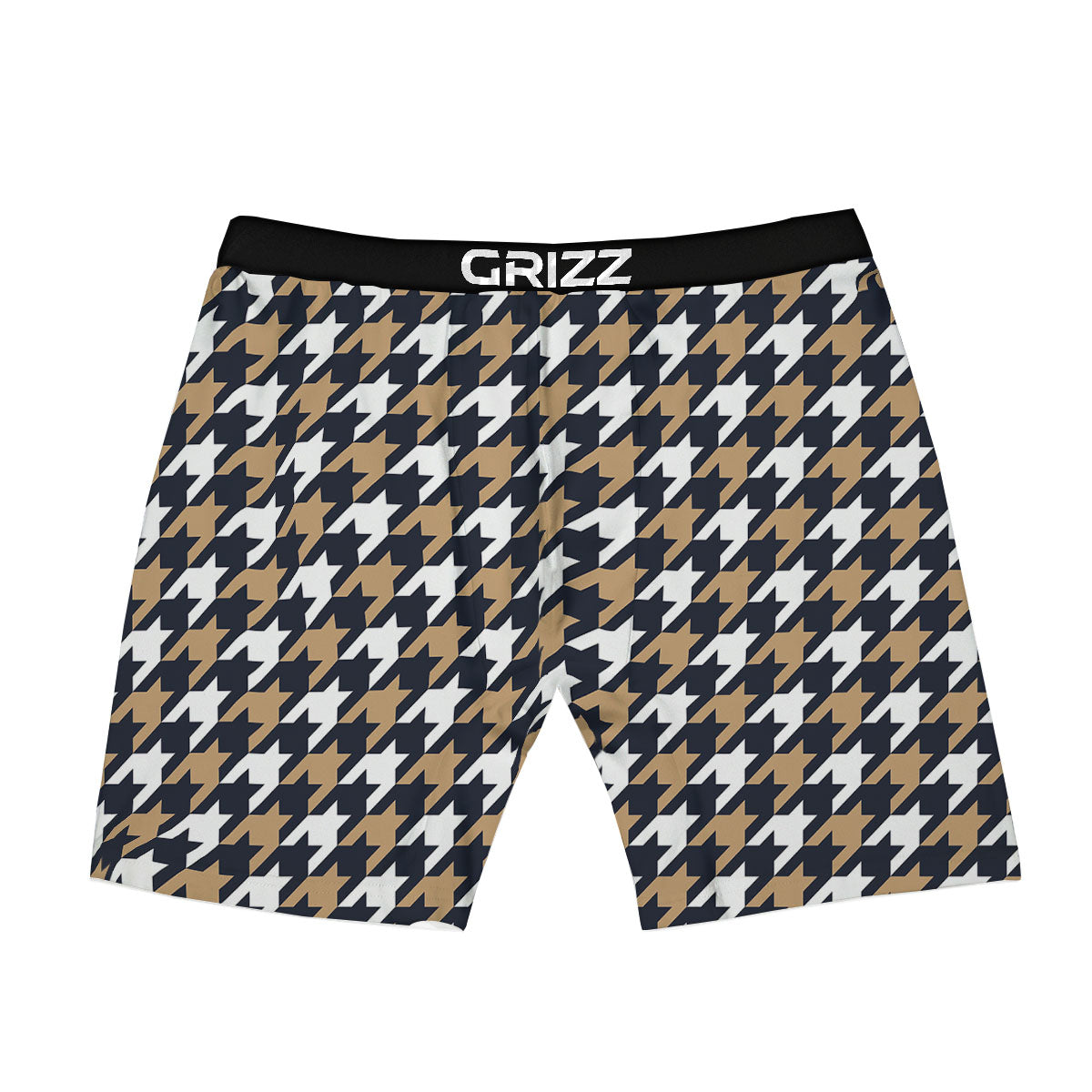 Houndstooth Tan And Brown Print Pattern Boxer Briefs-grizzshop