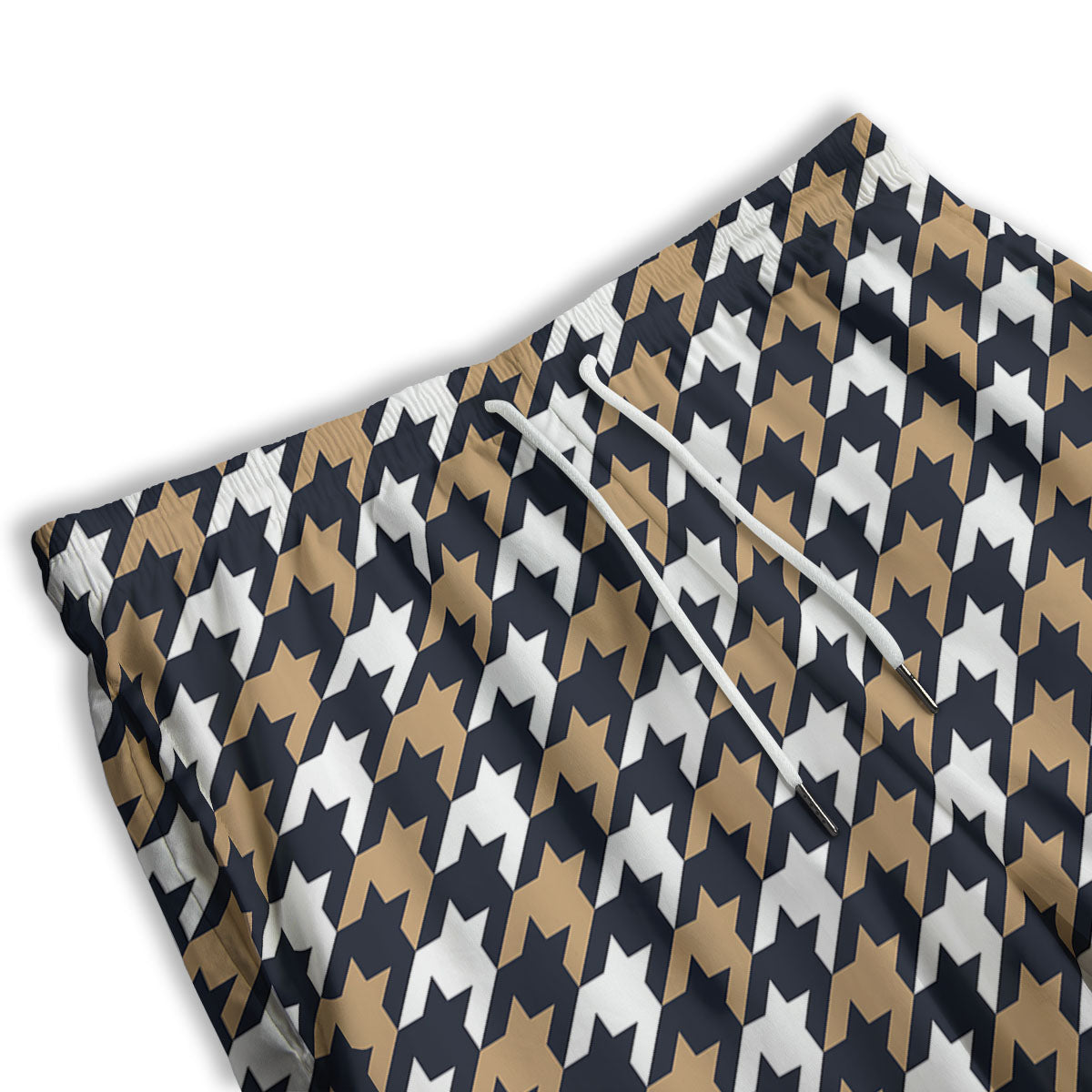 Houndstooth Tan And Brown Print Pattern Men's Athletic Shorts