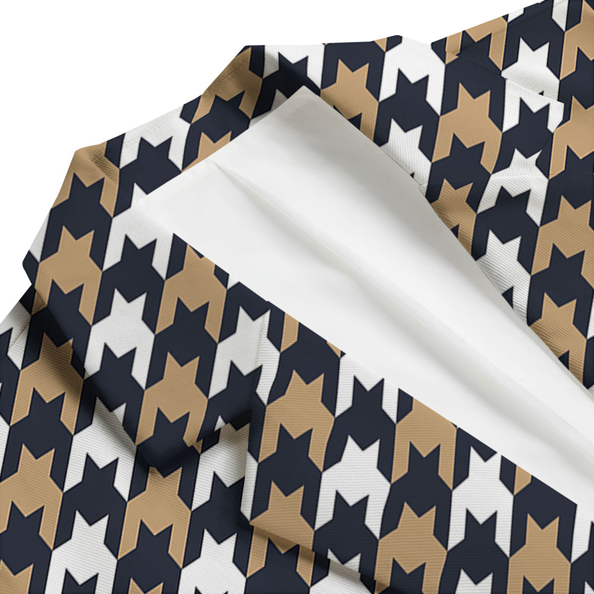 Houndstooth Tan And Brown Print Pattern Men's Blazer-grizzshop