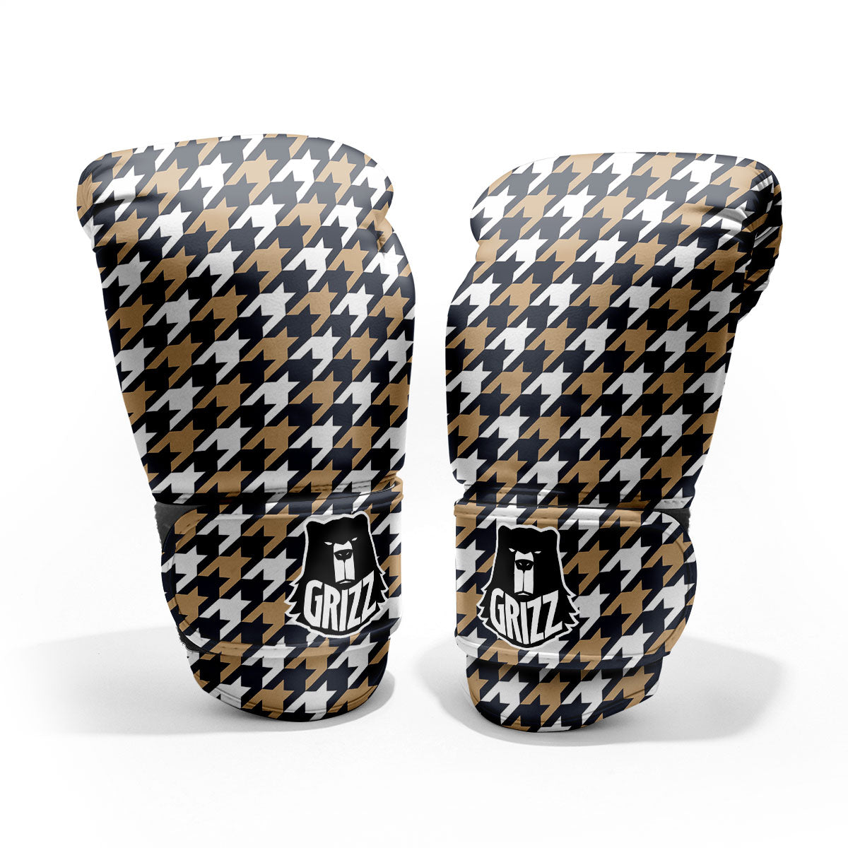 Houndstooth Tan And Brown Print Pattern Pro Boxing Glove