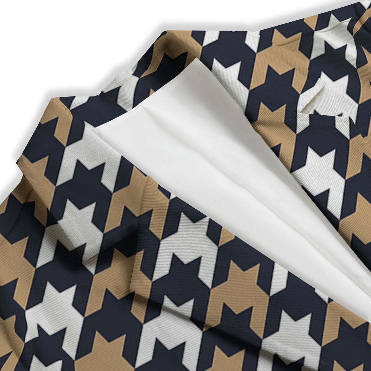 Houndstooth Tan And Brown Print Pattern Women's Blazer-grizzshop