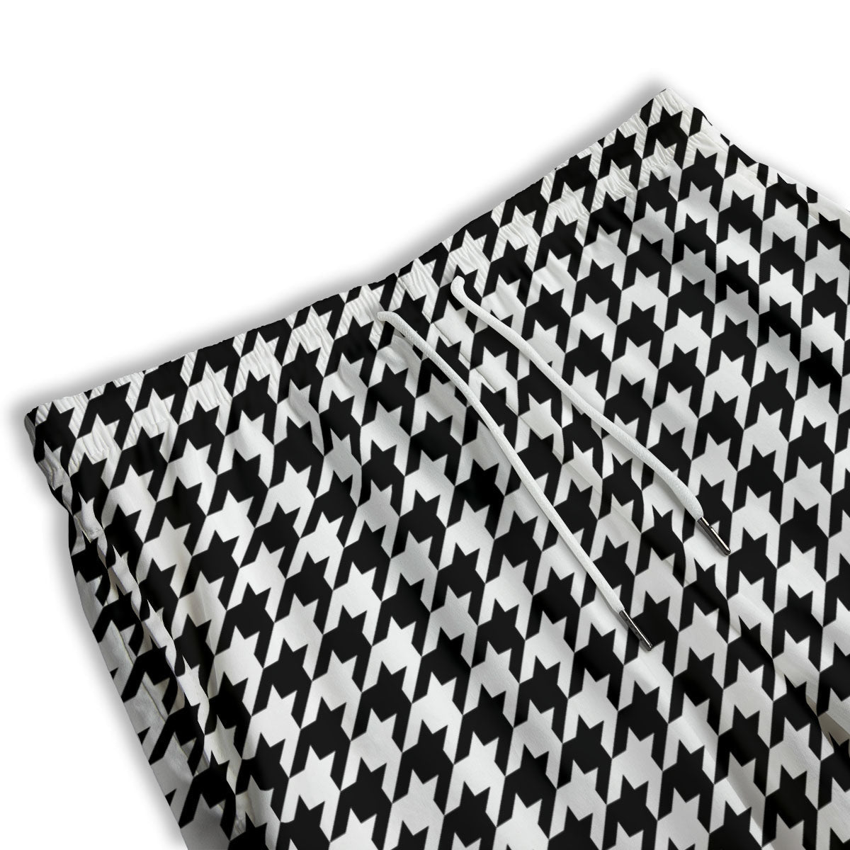 Houndstooth White And Black Print Men's Athletic Shorts