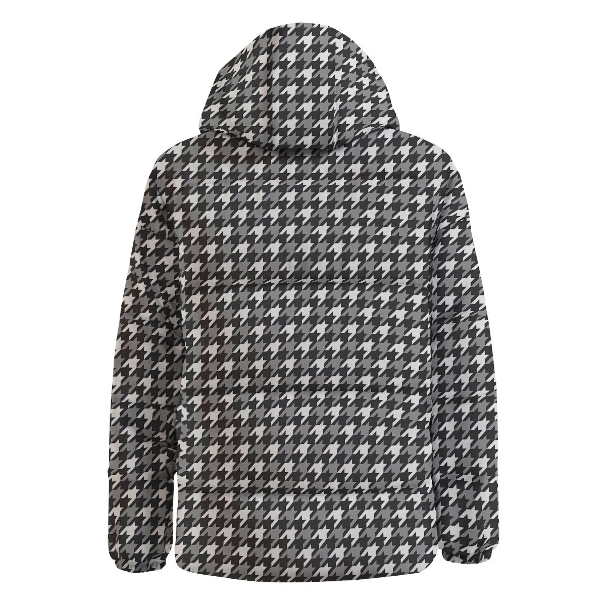 Houndstooth White And Grey Print Pattern Down Jacket-grizzshop