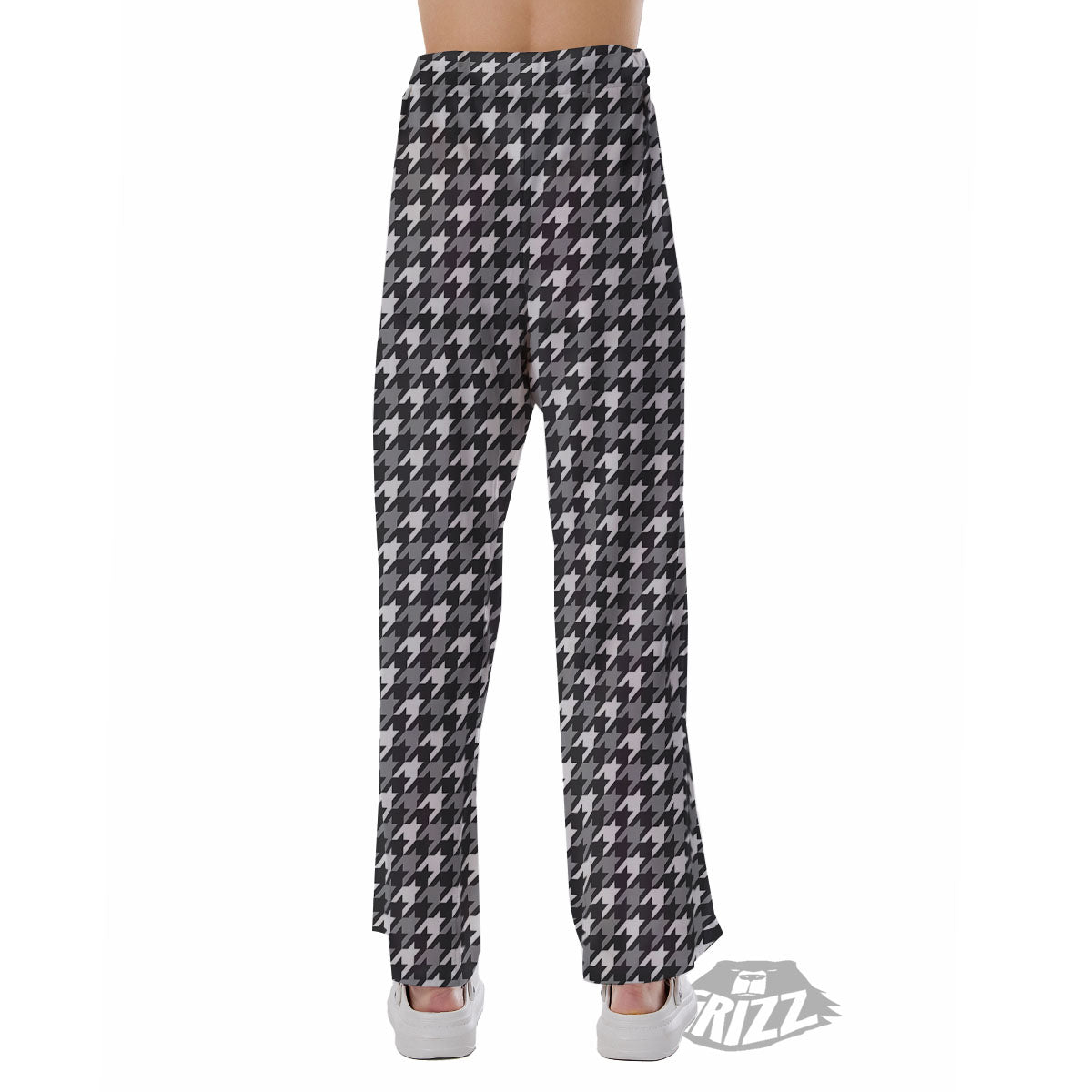 Houndstooth White And Grey Print Pattern Pajama Pants-grizzshop