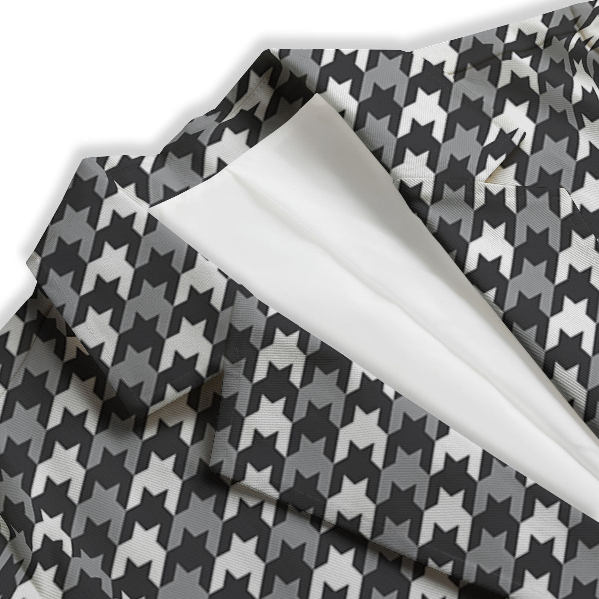 Houndstooth White And Grey Print Pattern Women's Blazer-grizzshop