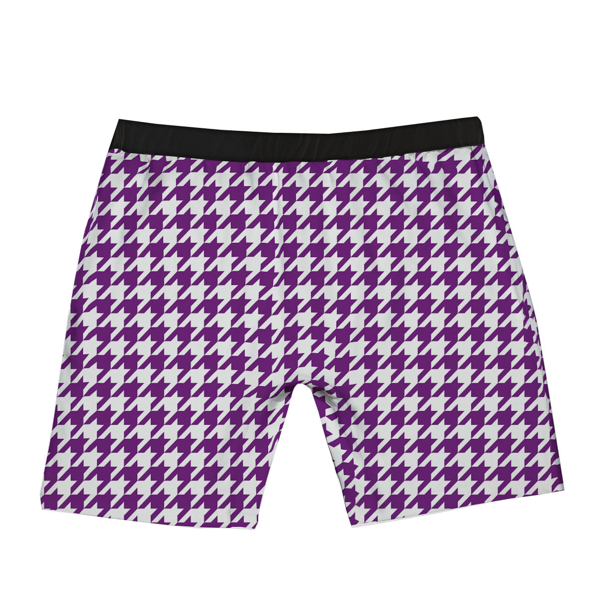 Houndstooth White And Purple Print Boxer Briefs-grizzshop