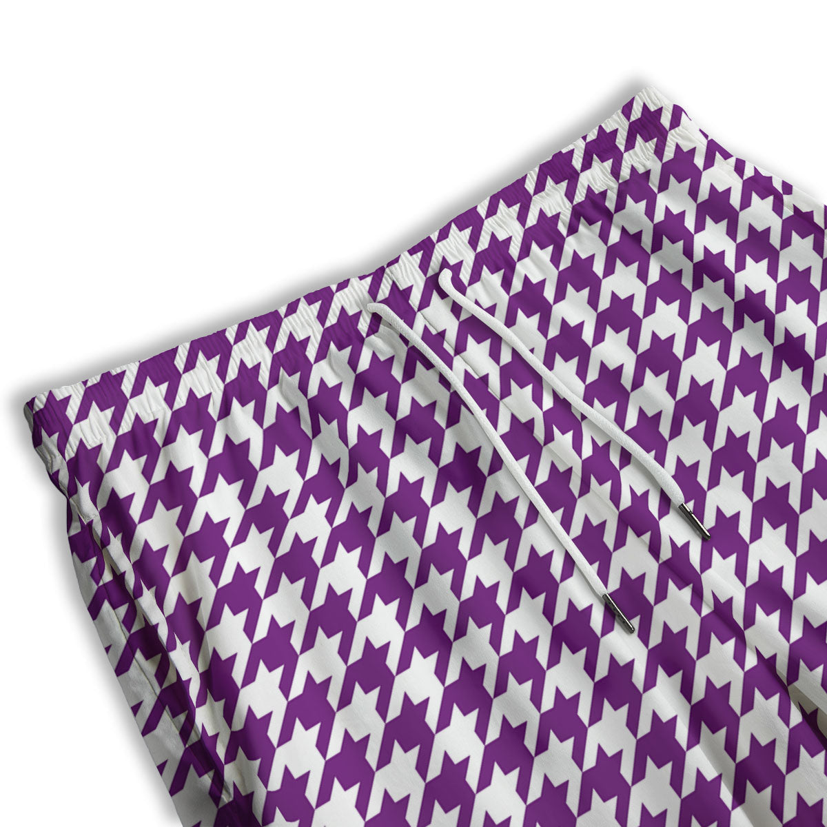 Houndstooth White And Purple Print Men's Athletic Shorts