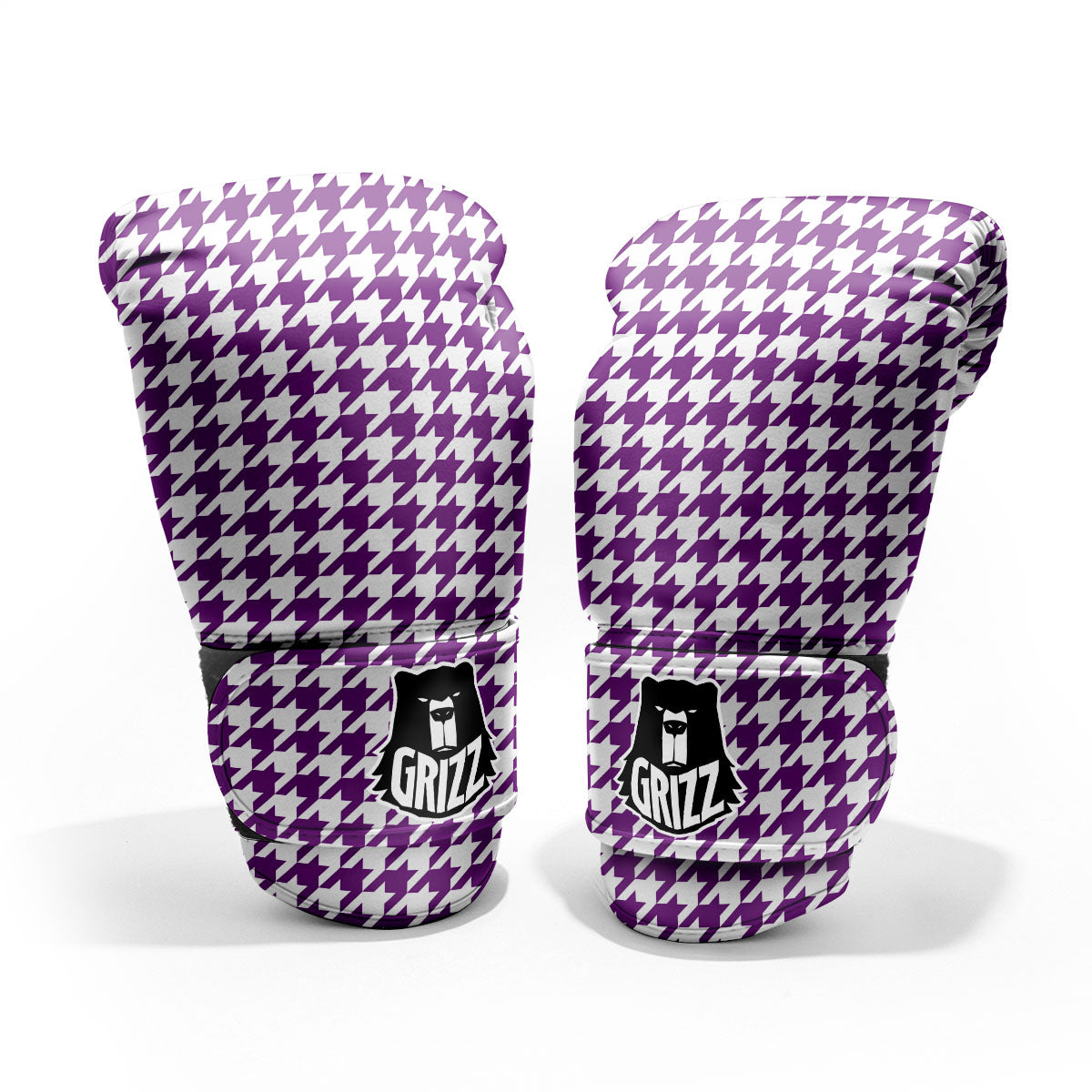 Houndstooth White And Purple Print Pro Boxing Glove