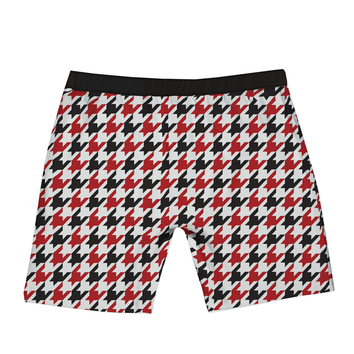 Houndstooth White And Red Print Pattern Boxer Briefs-grizzshop
