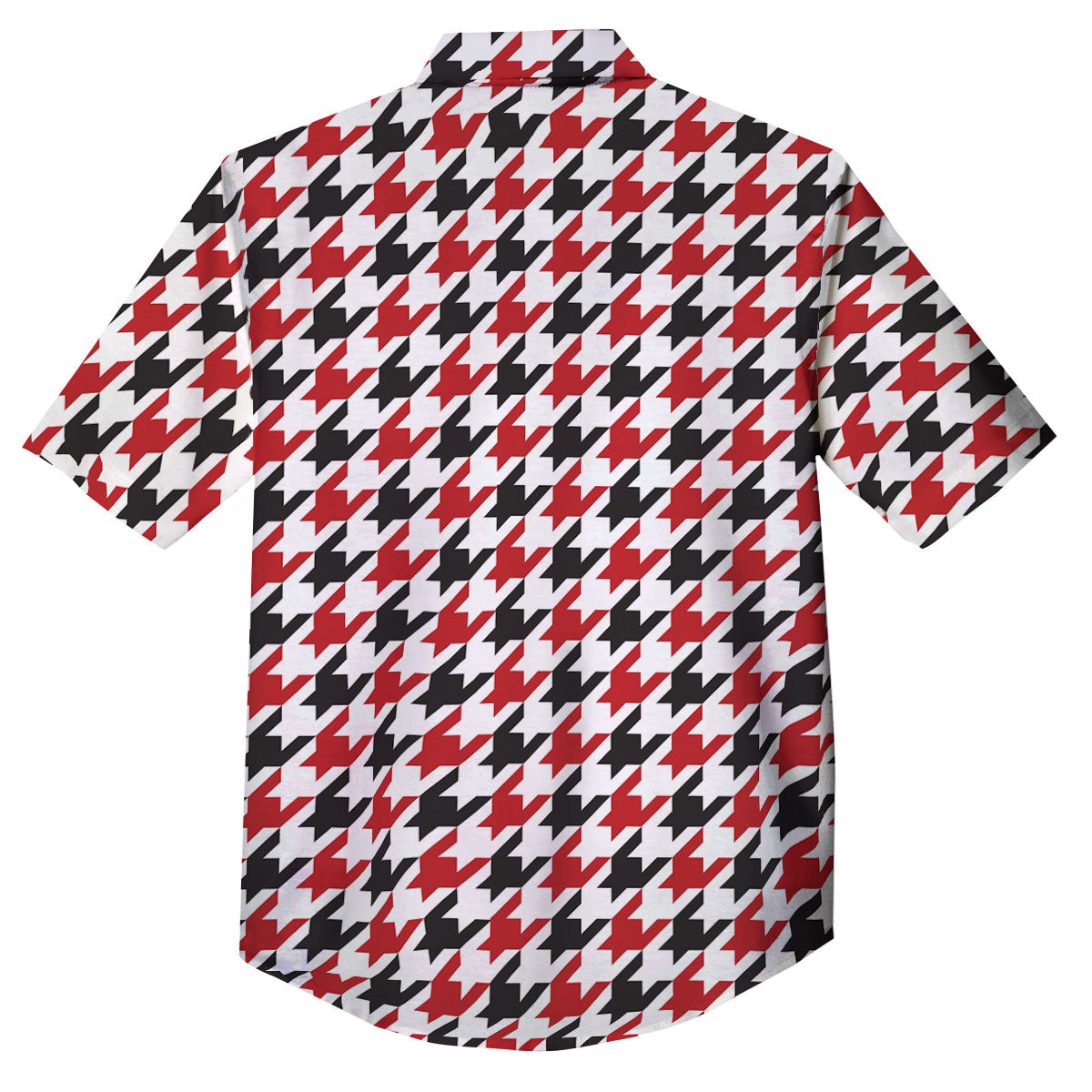 Houndstooth White And Red Print Pattern Button Up Shirt-grizzshop
