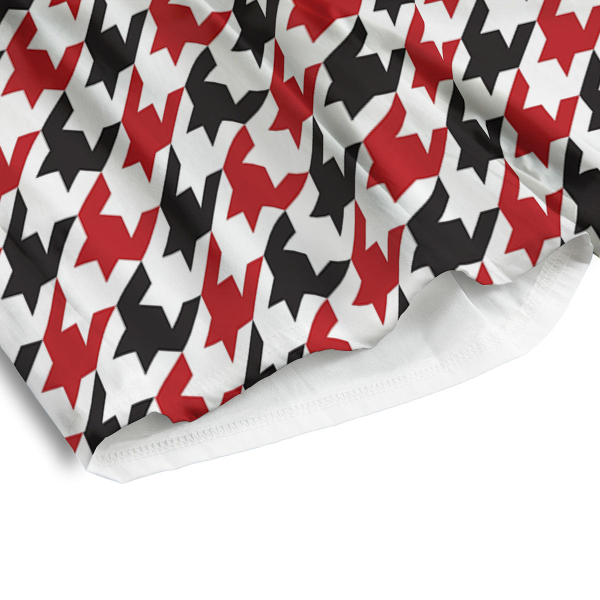 Houndstooth White And Red Print Pattern Men's Athletic Shorts