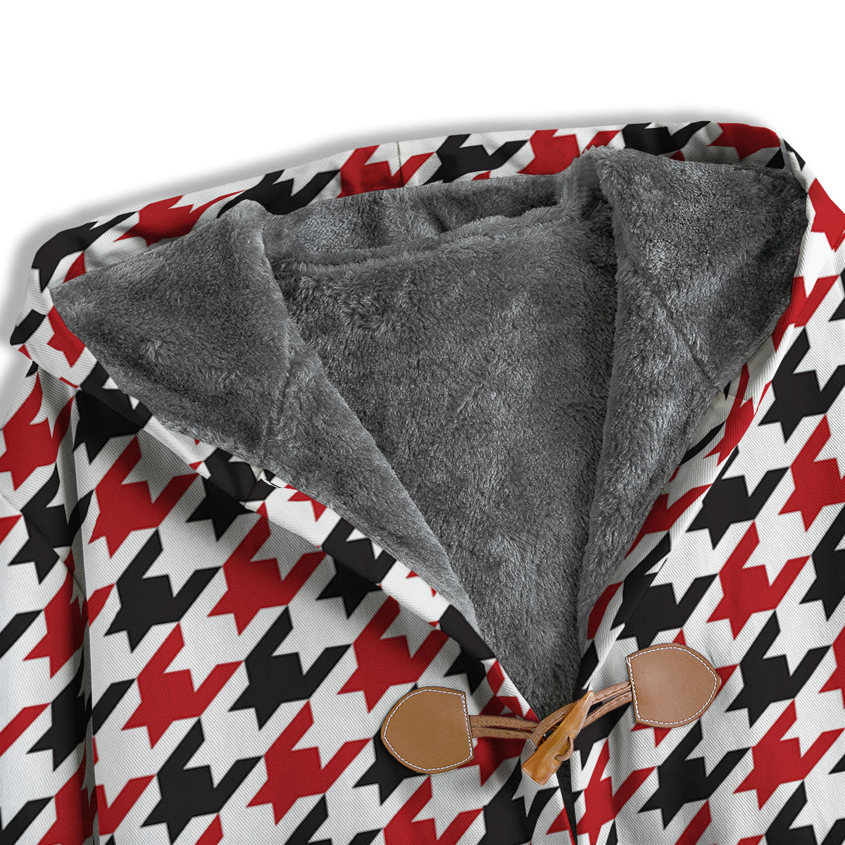 Houndstooth White And Red Print Pattern Men's Windbreaker Jacket-grizzshop