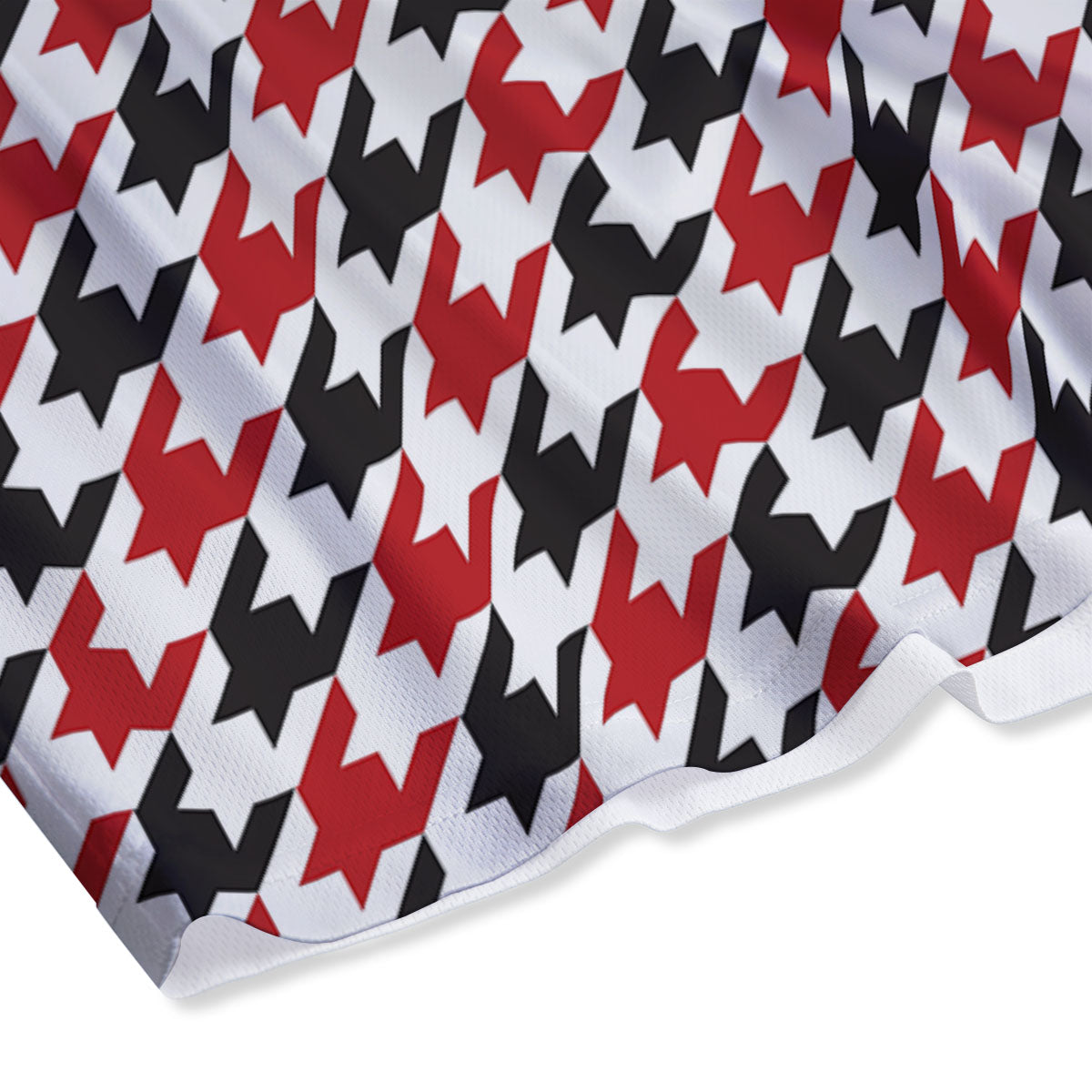 Houndstooth White And Red Print Pattern Mesh Shorts
