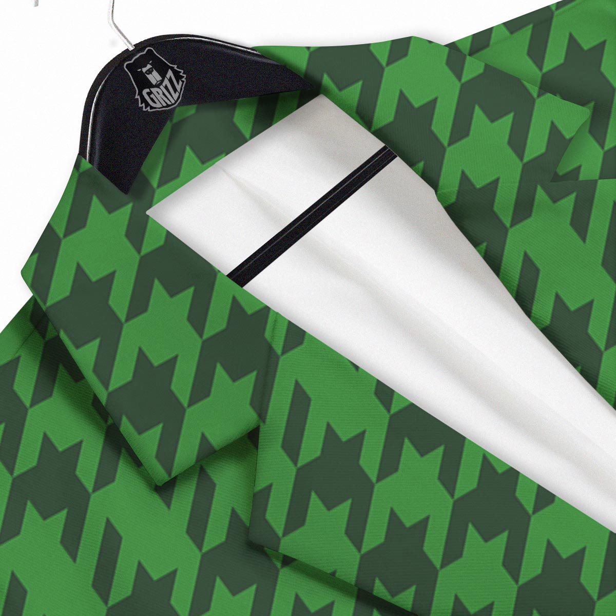 Houndstooth green Trippy Print Pattern Men's Sport Coat-grizzshop