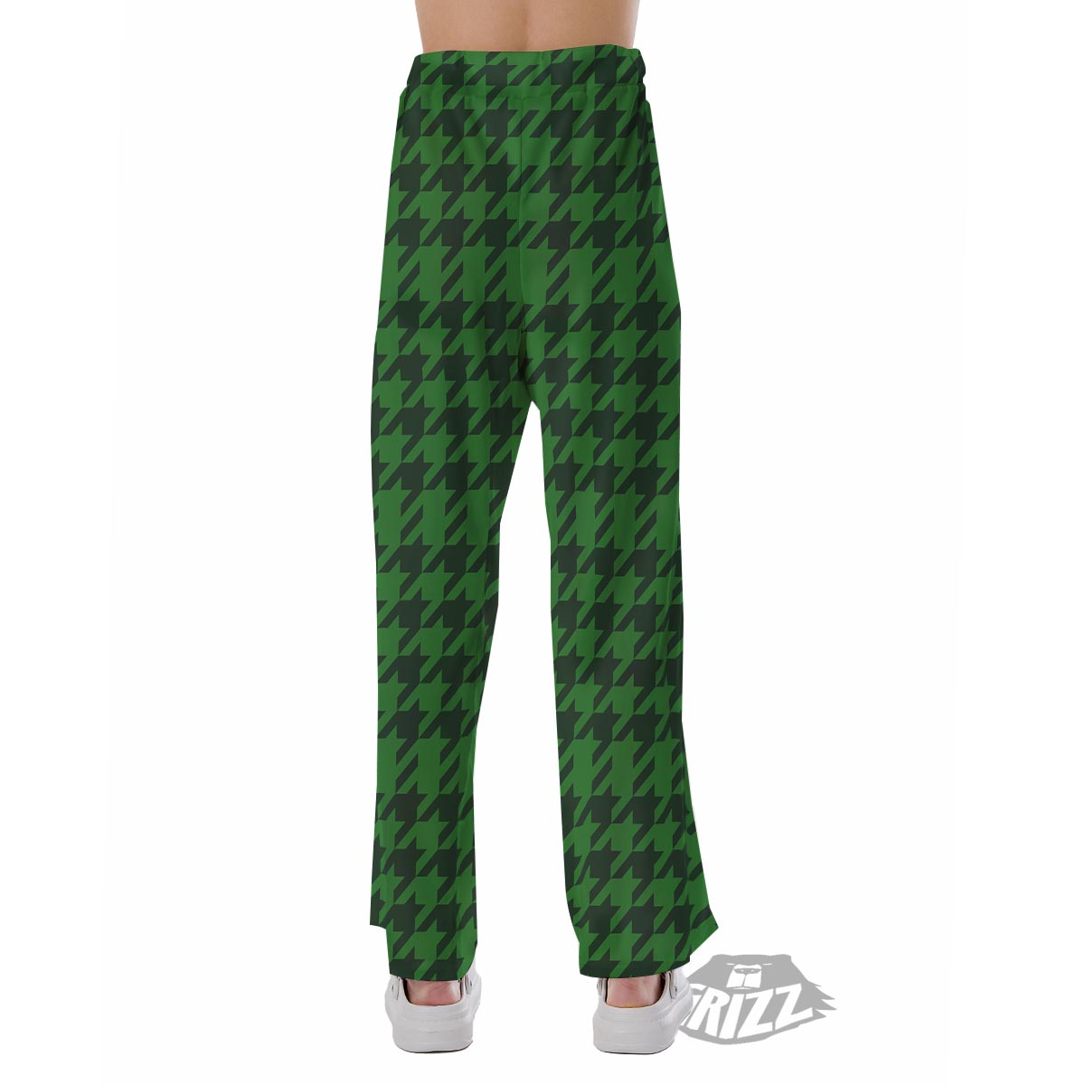 Houndstooth green Trippy Print Pattern Pajama Pants-grizzshop