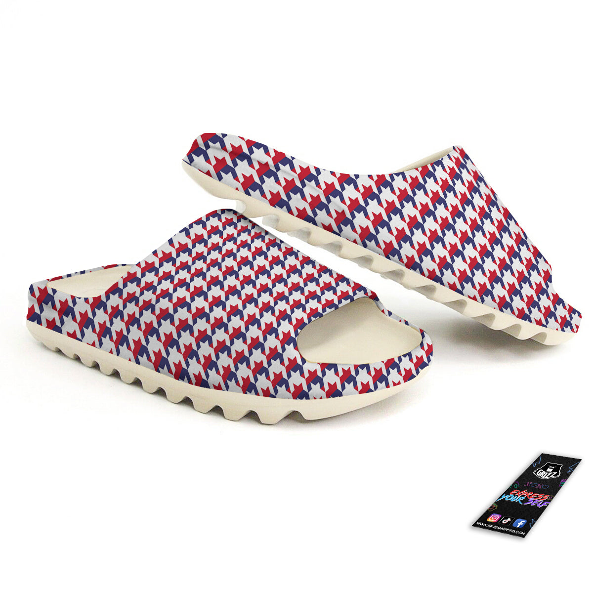 Houndstooth American Print Pattern Sandals-grizzshop
