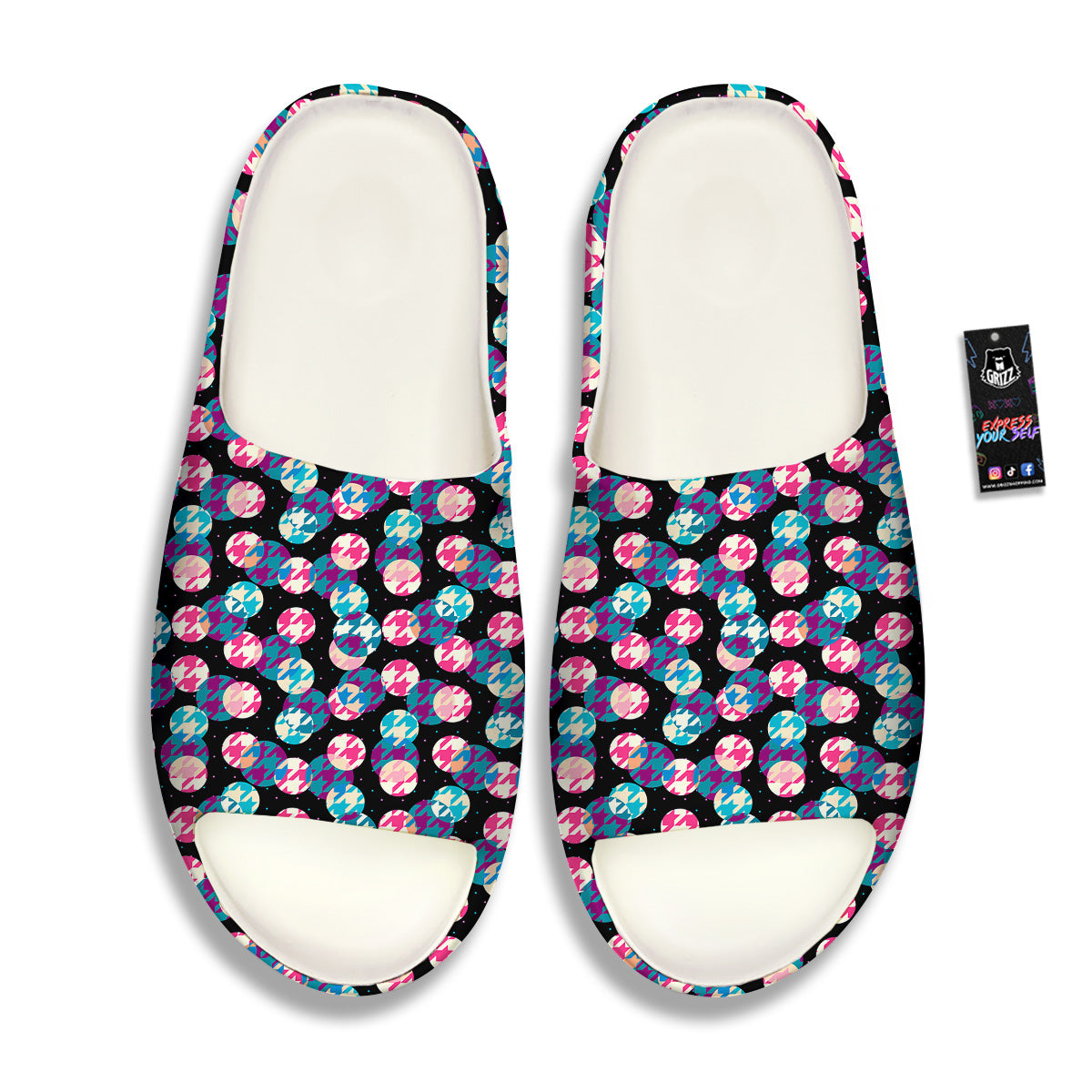 Houndstooth And Classic Polka Dot Print Pattern Sandals-grizzshop