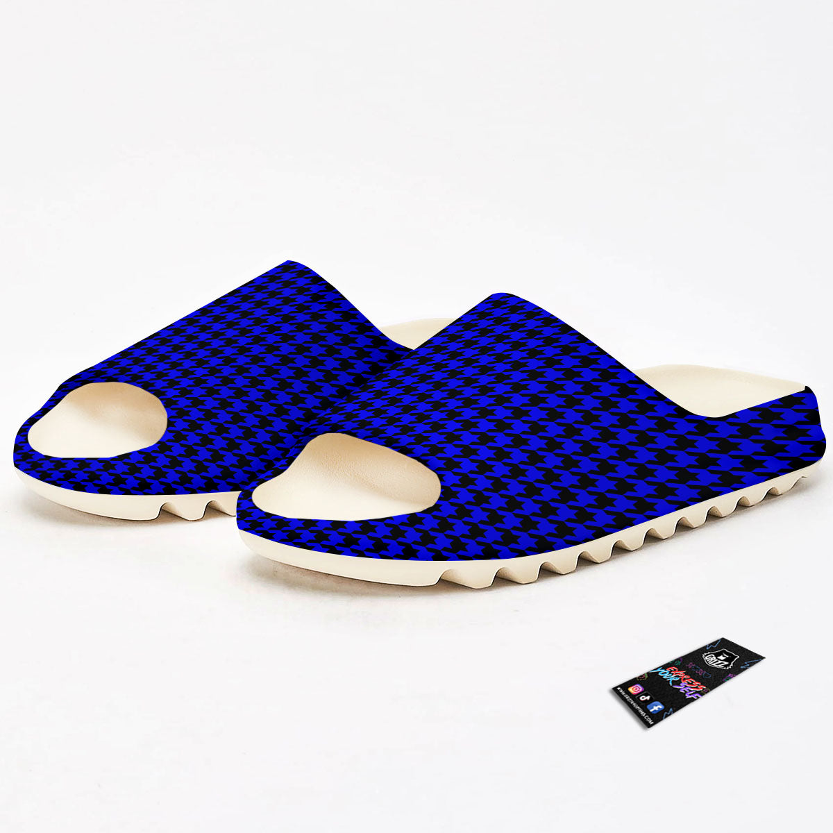Houndstooth Black And Blue Print Pattern Sandals-grizzshop