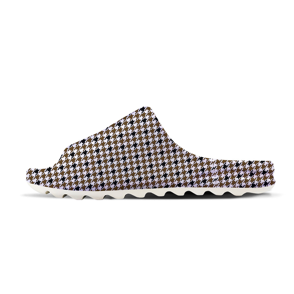 Houndstooth Black And Brown Print Sandals-grizzshop