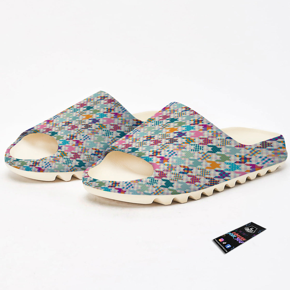 Houndstooth Colorful Plaid Print Pattern Sandals-grizzshop