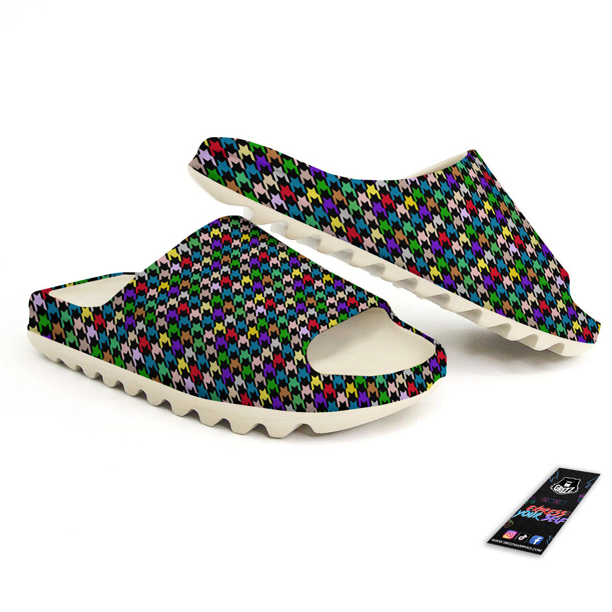 Houndstooth Colorful Print Pattern Sandals-grizzshop